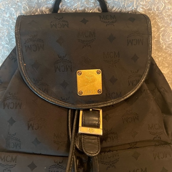Pre Loved MCM Visetos Nylon Drawstring Backpack Black main image 10